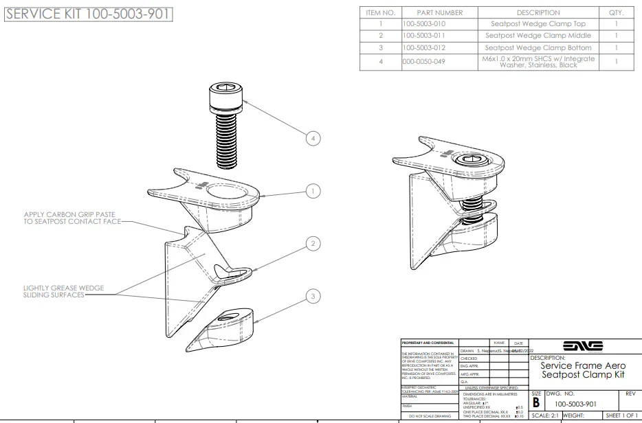 ENVE Service Frame Aero Seatpost Clamp Kit